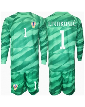 Croazia Dominik Livakovic #1 Portiere Maglia Gara Trasferta Repliche Europei 2024 Bambino Maniche Lunghe